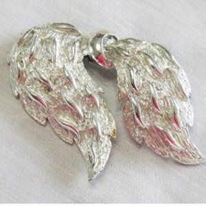 Silver Tone Wing Brooch